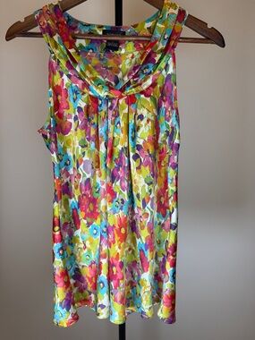 Spense Multicolor Floral Cowl Neck Sleeveless Top | Size M